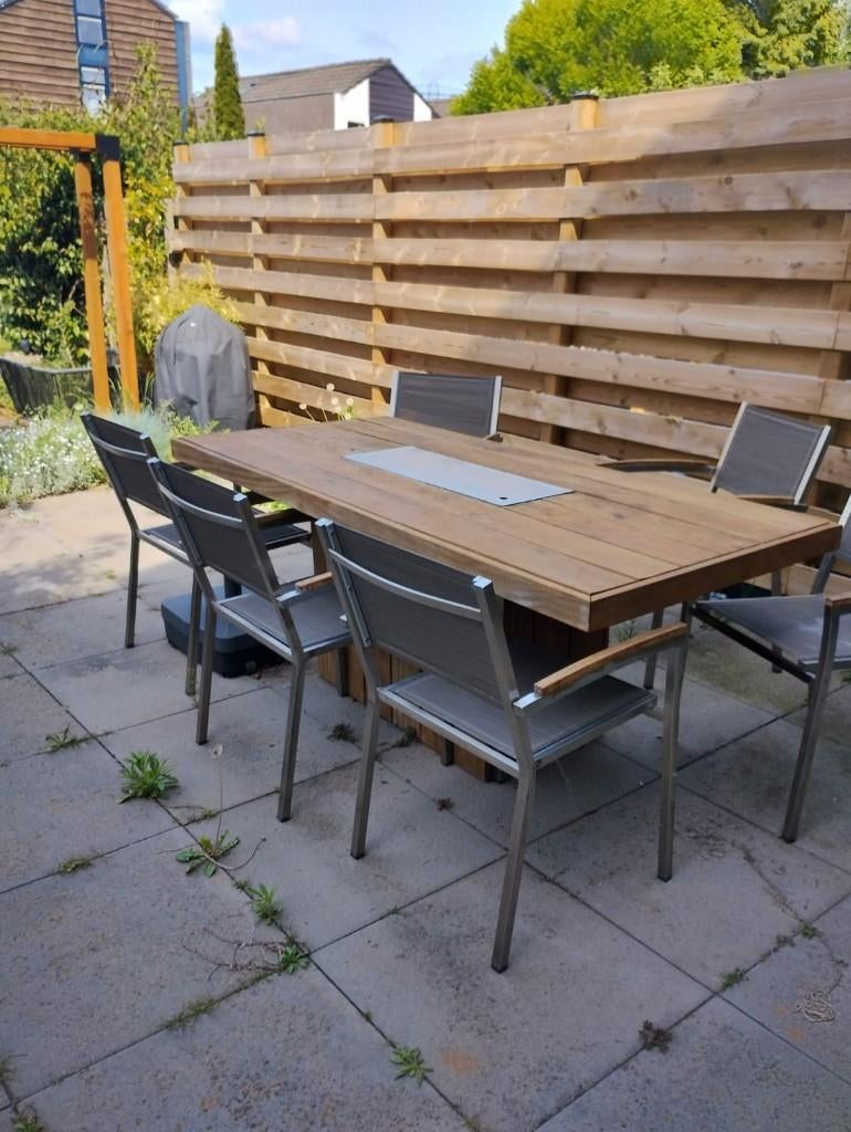 Vuurtafel/ eettafel buiten (6-8 pers), Ophalen, Gebruikt, Rechthoekig, Hout