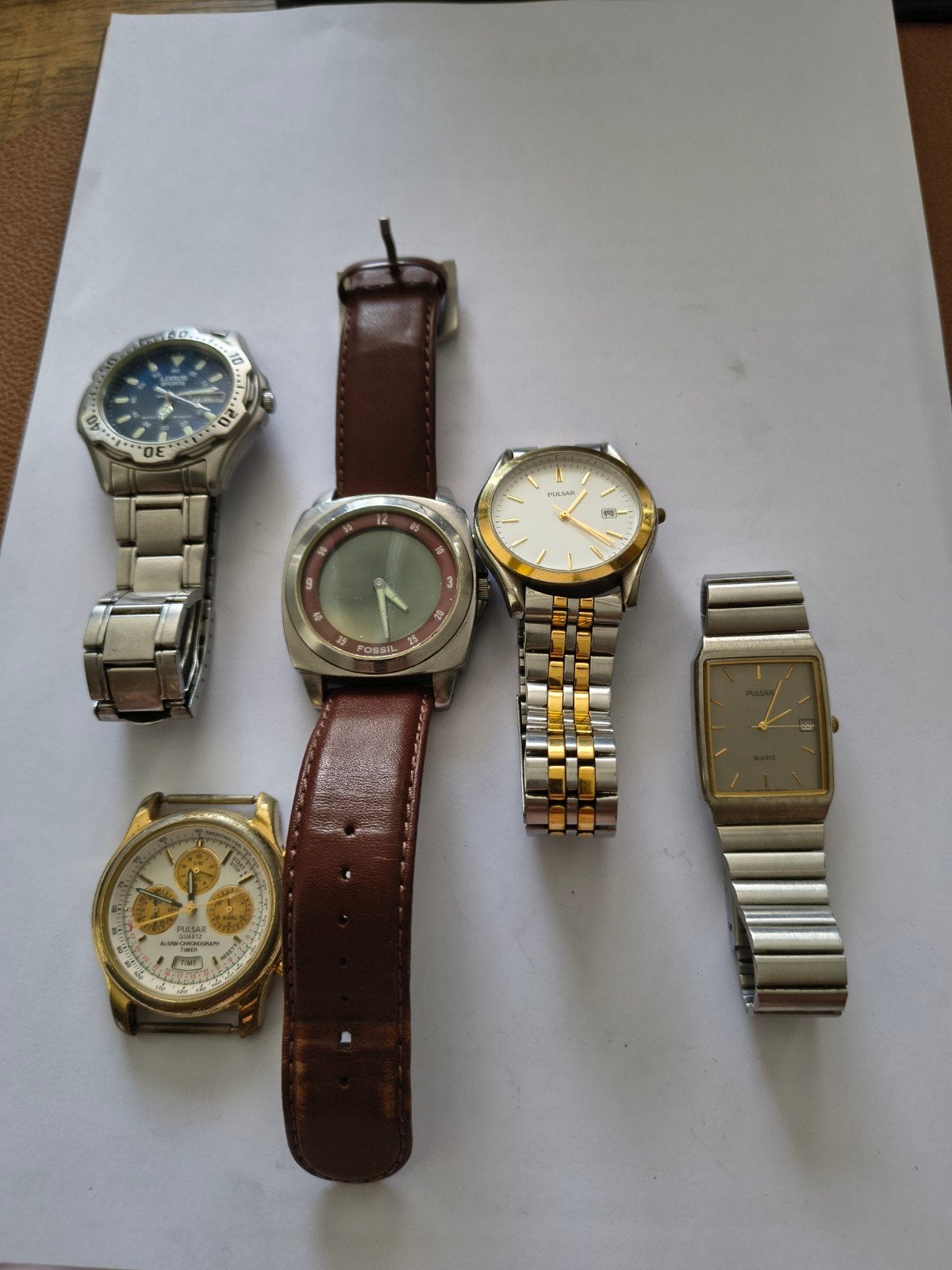 5 Vintage Herenhorloges (Pulsar, Lorus, Fossil) – As Is, Sieraden, Tassen en Uiterlijk, Horloges | Heren, Overige merken, Staal