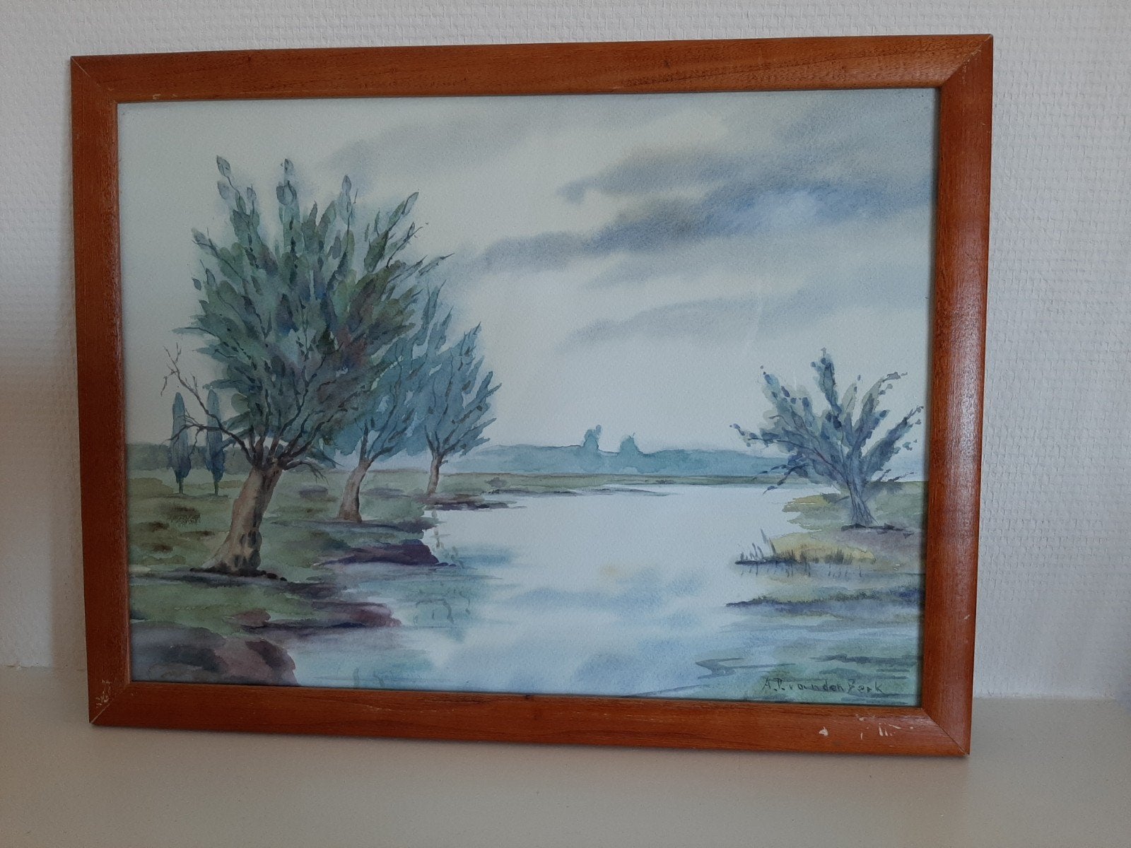 schilderij  aquarel landschap de eem  NH 2011, Ophalen of Verzenden