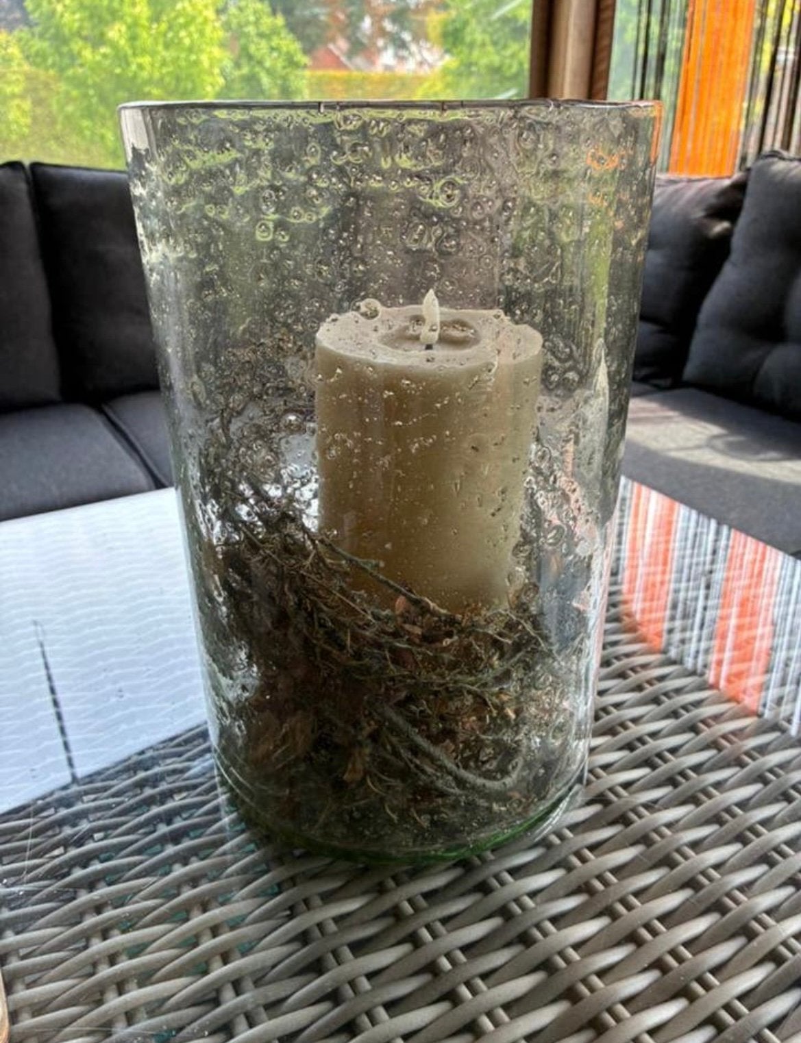 Groot bubbel windlicht(moos), Ophalen, Zo goed als nieuw