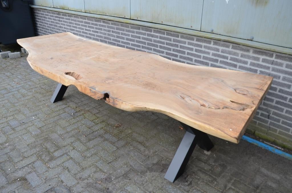 Suar boomstam tafelblad 310 cm, Ophalen of Verzenden, Nieuw, Hout