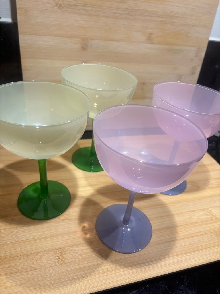 Set van 4 kleurrijke cocktailglazen / coupeglazen – pastel, Ophalen, Glas of Glazen, Nieuw, Glas