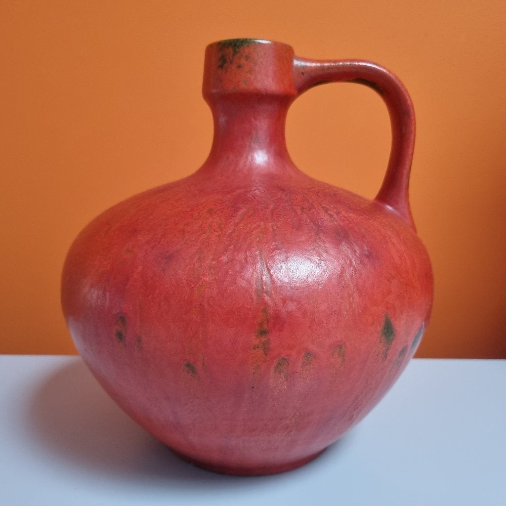 retro vintage vaas Ruscha Volcano Keramiek West Germany 70s, 24 cm, Met patroon/structuur, Ophalen of Verzenden, Zo goed als nieuw