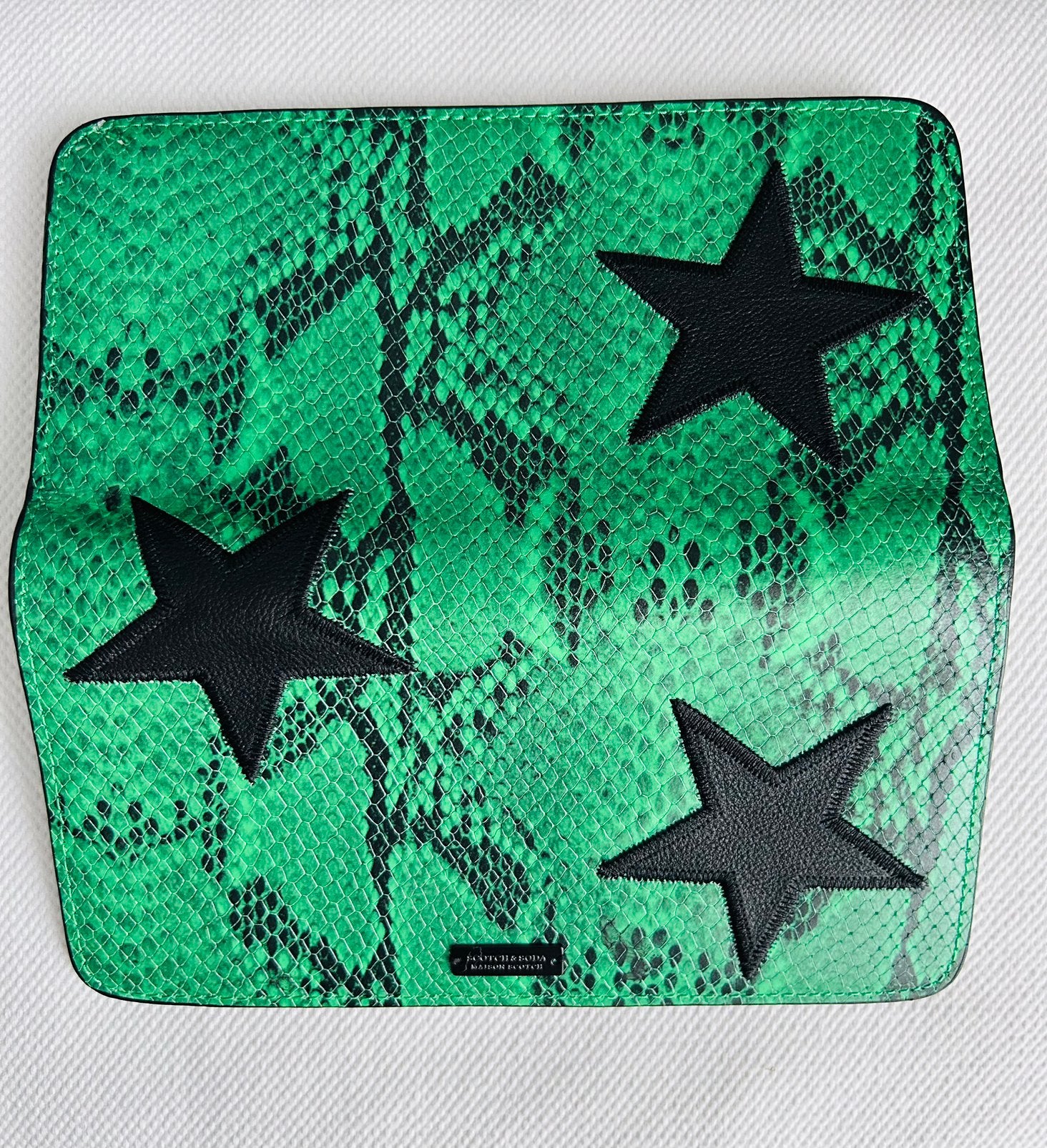 Scotch & Soda Portemonnee Slangenprint Groen Zwarte Sterren, Ophalen of Verzenden, Zo goed als nieuw, Groen, Met knipsluiting