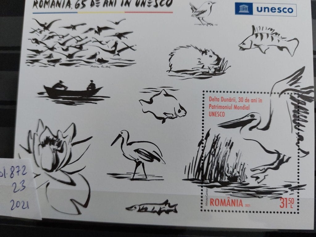 blok Roemenie  vogels UNESCO, Verzenden, Postfris, Dier of Natuur