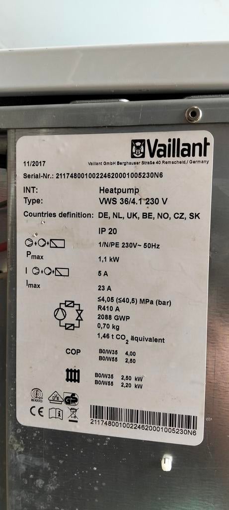 Vaillant brine water water warmtepomp 3kW geothermie, Ophalen, Gebruikt