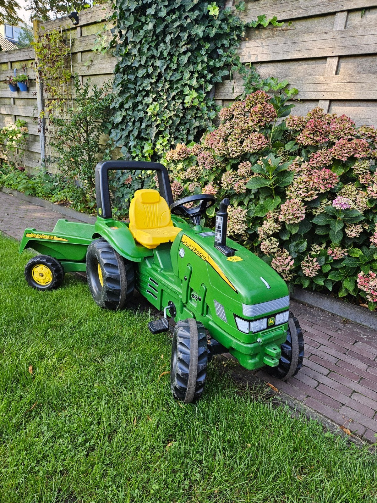 John Deere 7930 Rolly Toys traptractor + originele aanhanger, Kinderen en Baby's, Speelgoed | Buiten | Skelters, Ophalen, Gebruikt