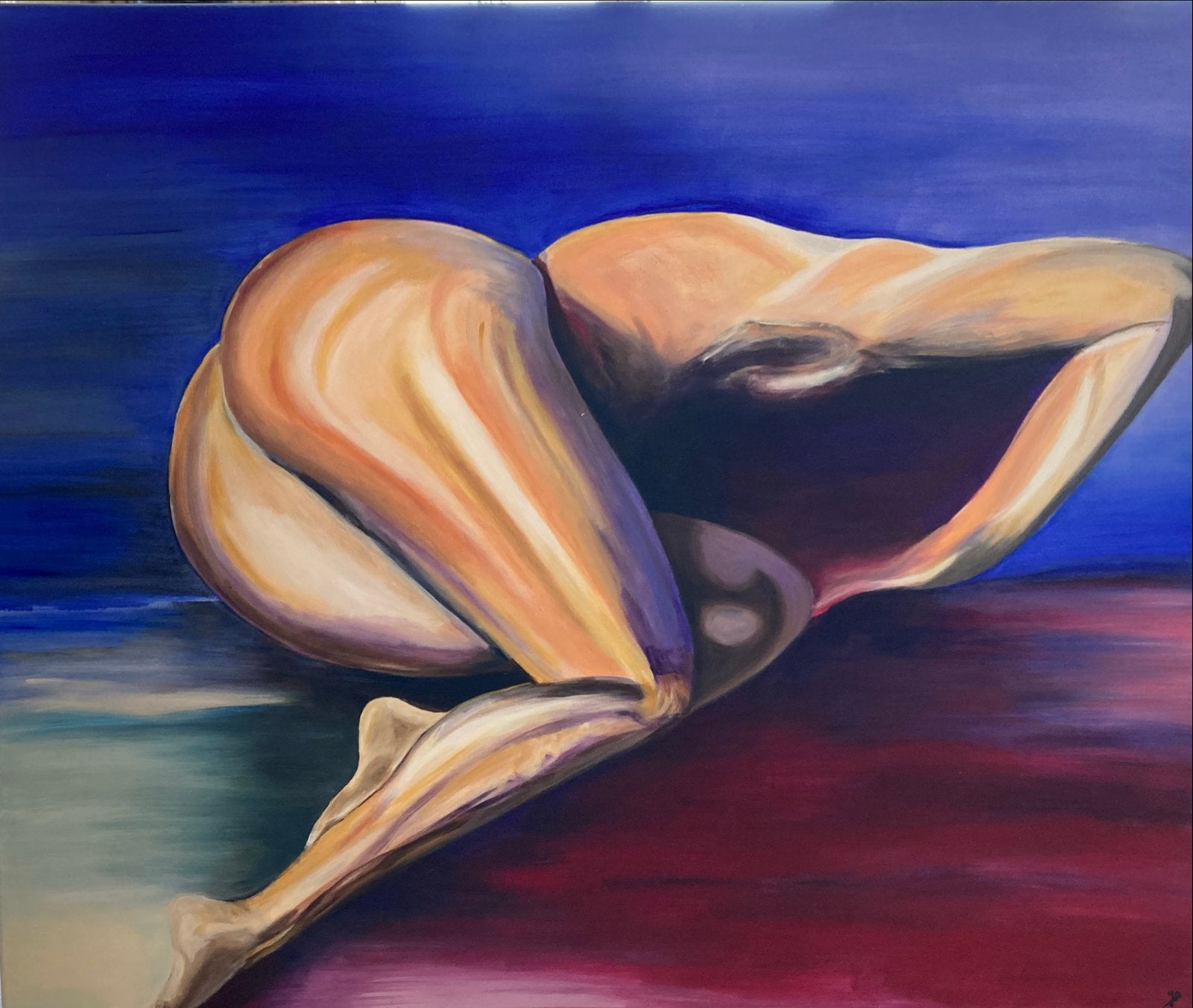 Expressief Acrylschilderij: Liggend Naakt (100x120 cm), Ophalen
