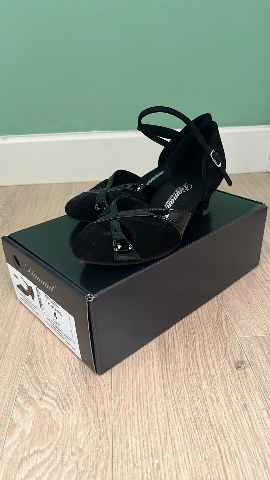 Ballroom dansschoenen maat 37 wijdte G zwart merk Diamant, Ophalen, Zo goed als nieuw, Schoenen