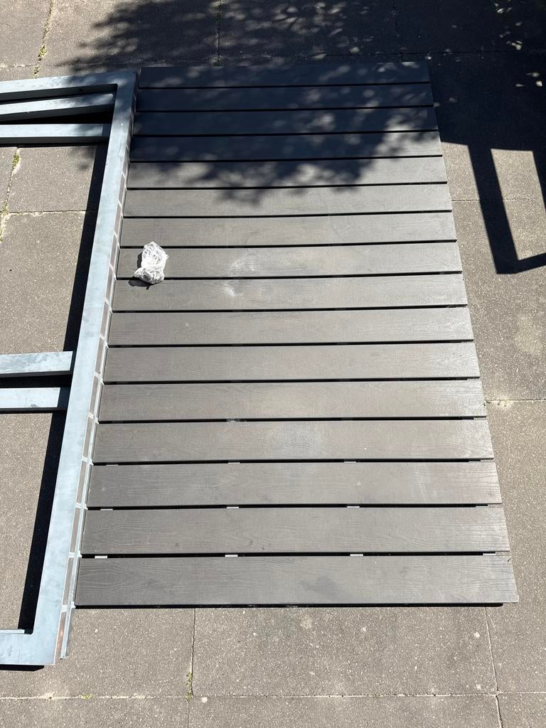 Tuintafel 160x90 antraciet Polywood, Ophalen, Gebruikt, Rechthoekig, Kunststof