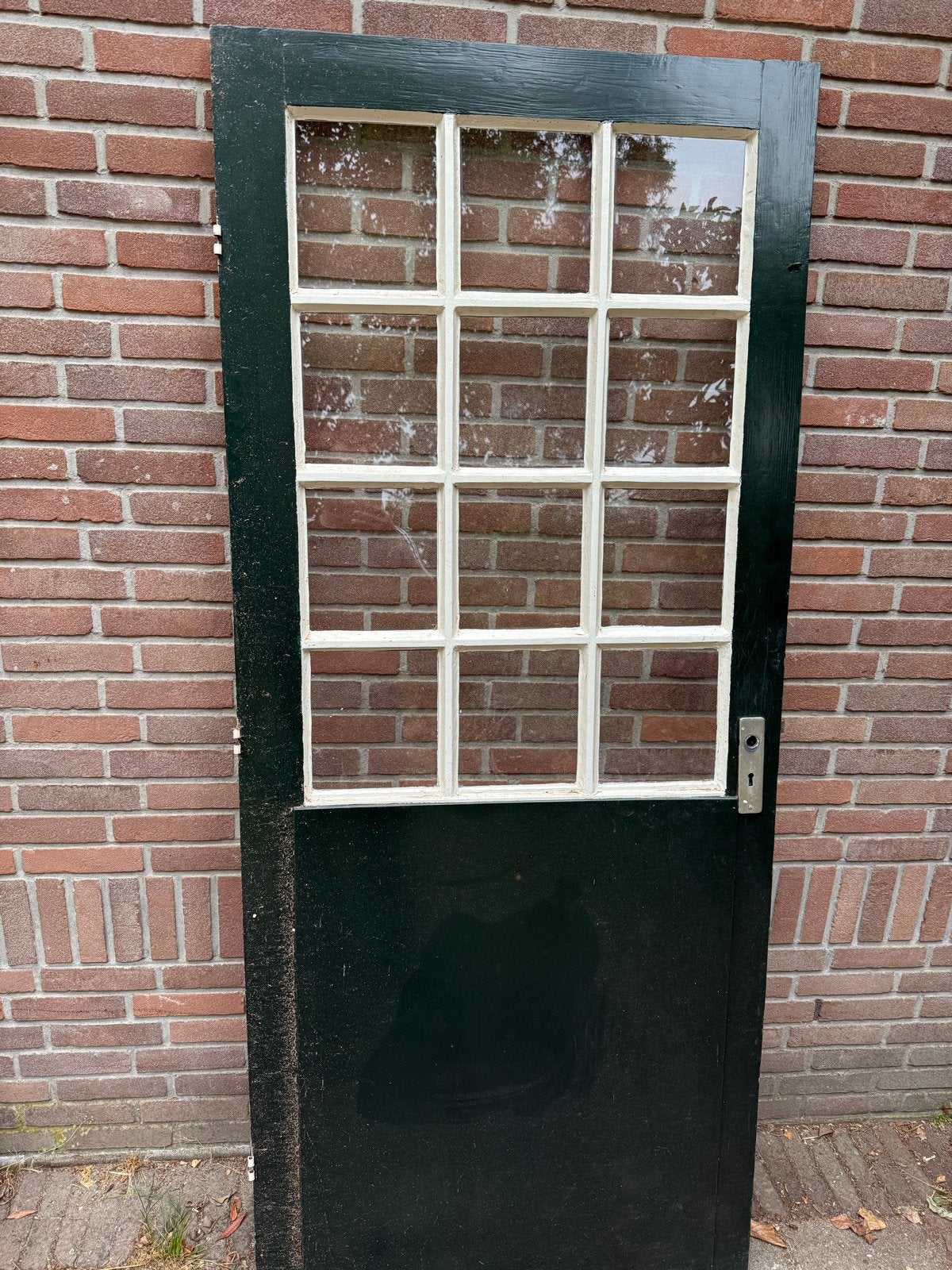 Jaren '30 Buitendeur met Glas - 202,5x87,2x4 cm, Doe-het-zelf en Verbouw, Deuren en Horren, Ophalen, Gebruikt, 80 tot 100 cm, Buitendeur