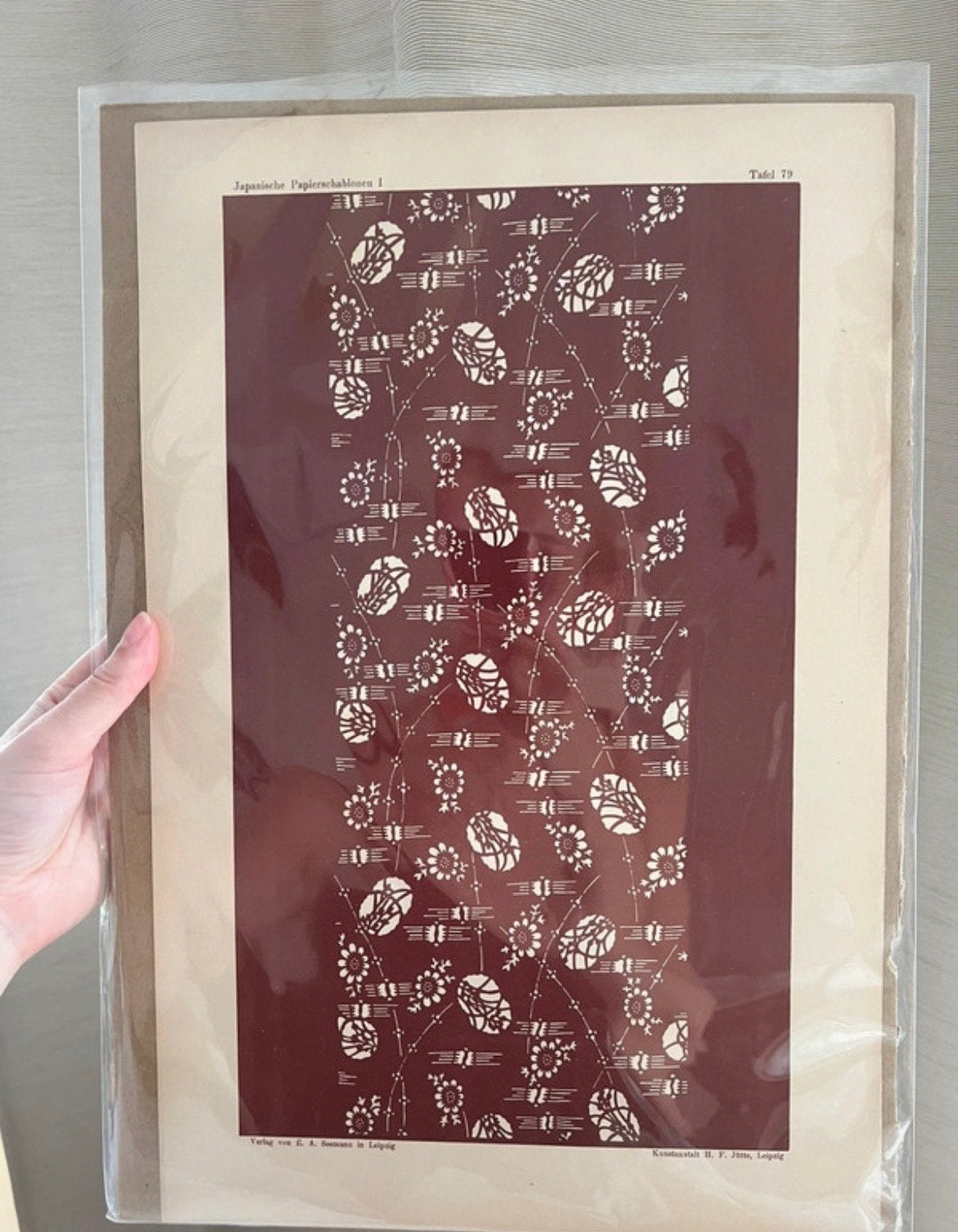 Vintage Japanse kleurenstencil poster uit 1899, Ophalen, Dagelijks leven, 1800 - 1899, Overige technieken