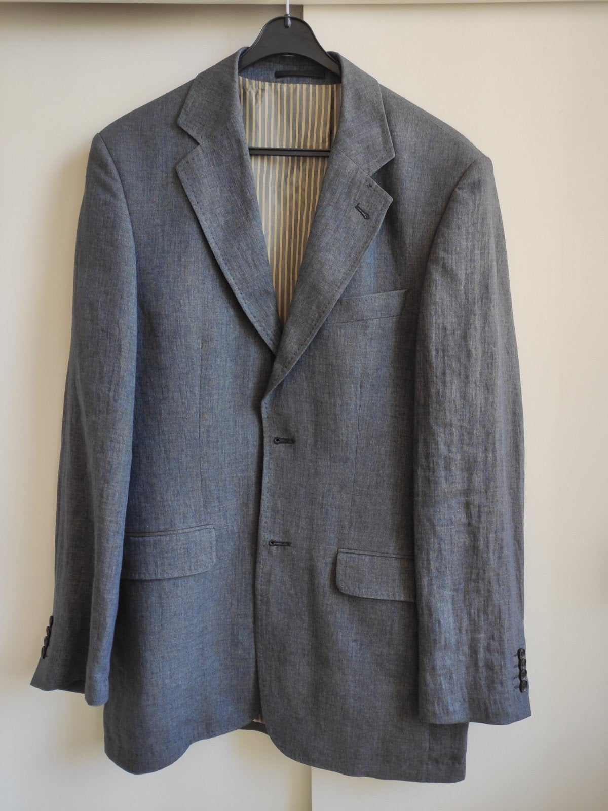 Mooi zomers blauw Linnen Herencolber - Maat 94, Kleding | Heren, Kostuums en Colberts, Maat 52/54 (L), Onbekend, Blauw, Ophalen of Verzenden