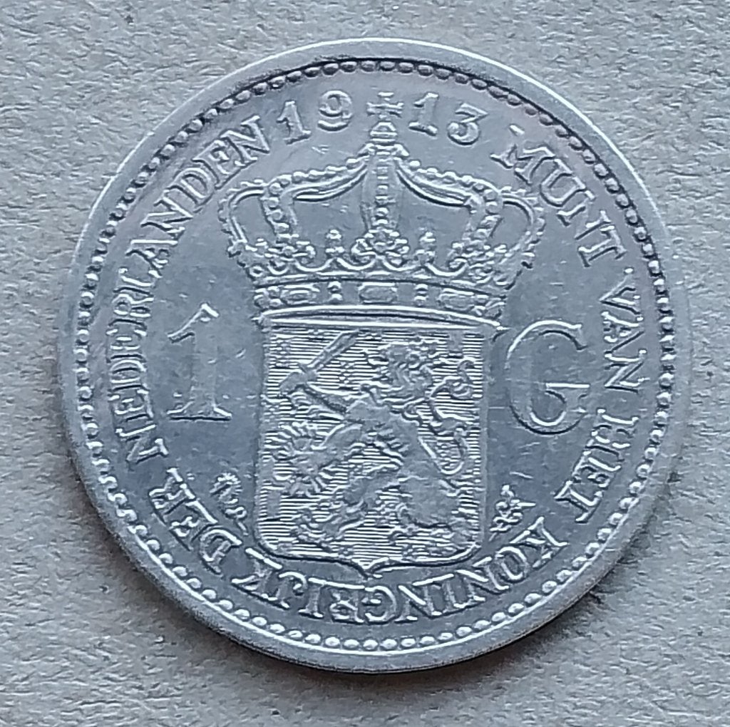 Nederland, 1 gulden 1913, 1 gulden, Zilver, Ophalen of Verzenden, Koningin Wilhelmina