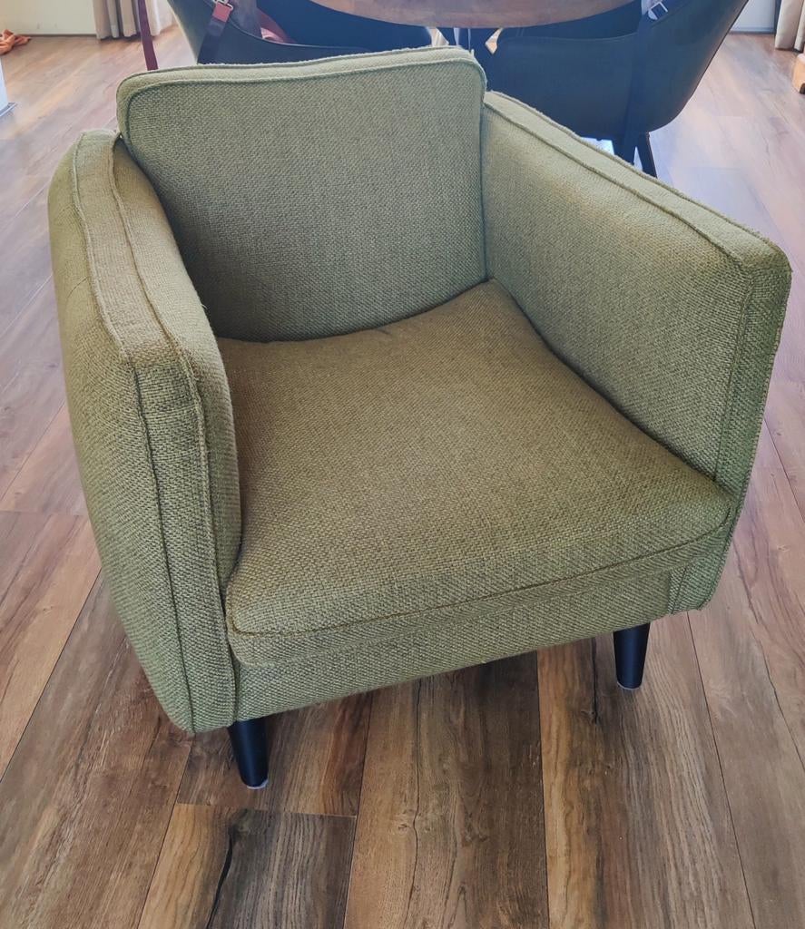 Groene fauteuil, zo goed als nieuw, rookvrij huis, Huis en Inrichting, Fauteuils, Ophalen, Zo goed als nieuw, Stof