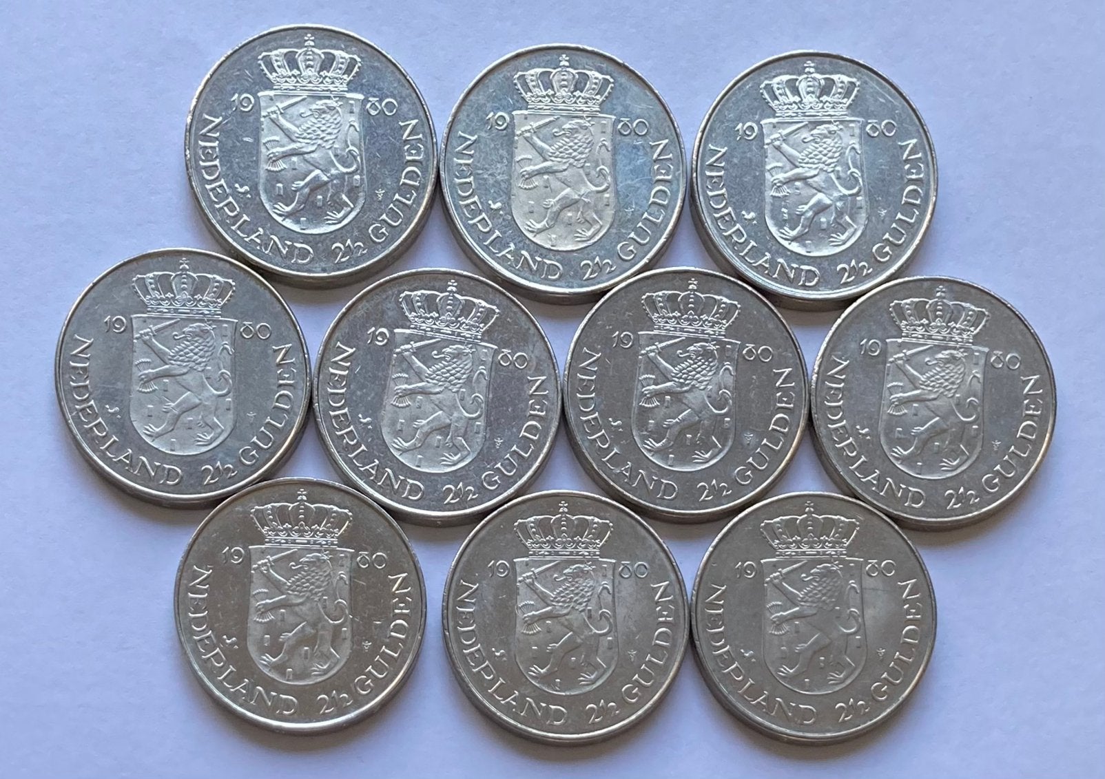 10x RIjksdaalder 1980 Juliana/Beatrix, Ophalen of Verzenden, Koningin Juliana, 2½ gulden, Losse munt