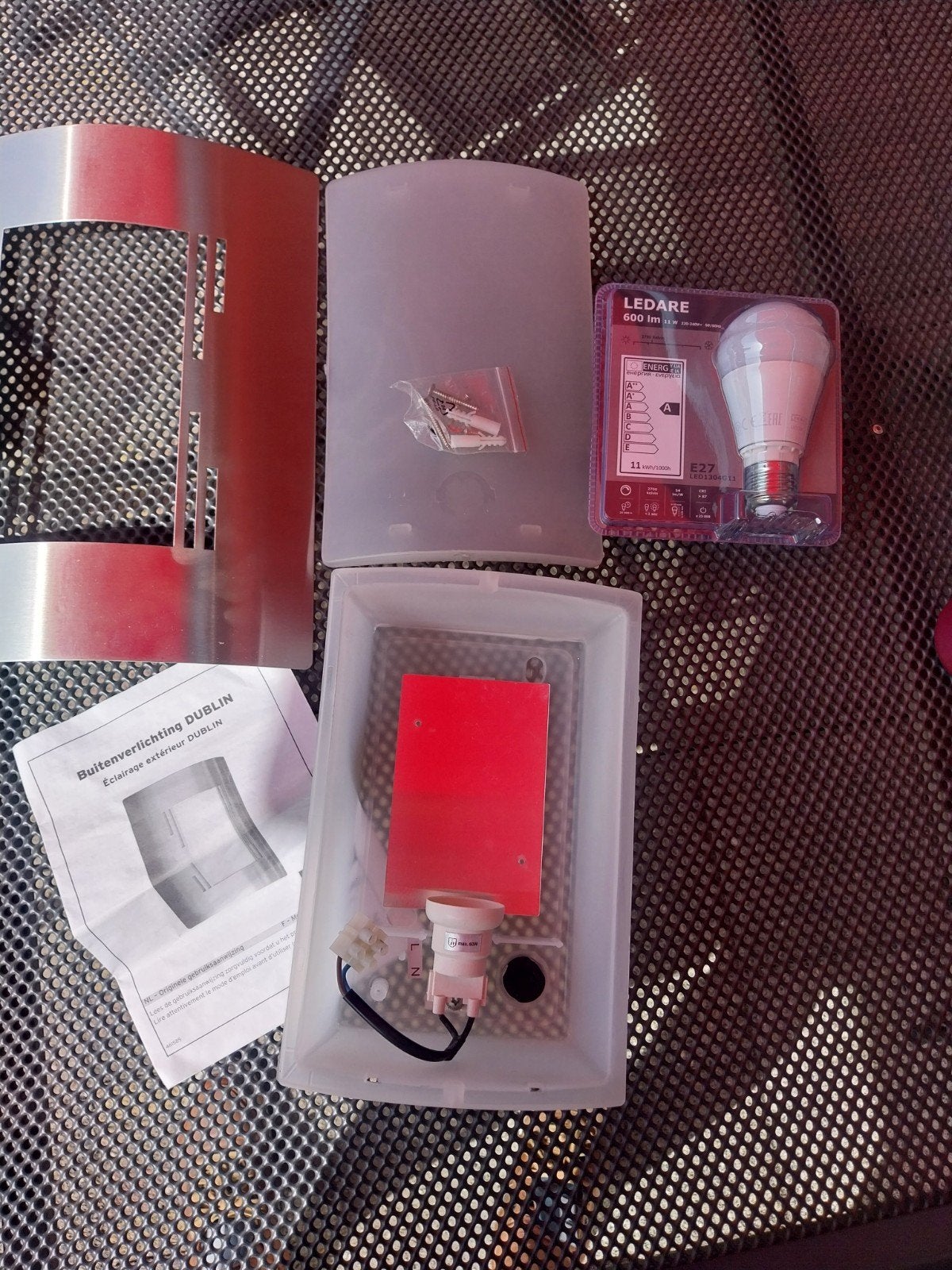 Nieuwe Dublin buitenlamp RVS met LED lamp, Ophalen, Minder dan 50 watt, Wandlamp, Nieuw