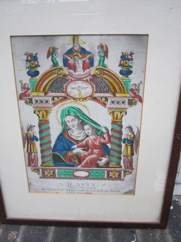 HEILIGE ANNA, Moeder van Maria, Mooie Oudtijdse Kl Gravure, Ophalen