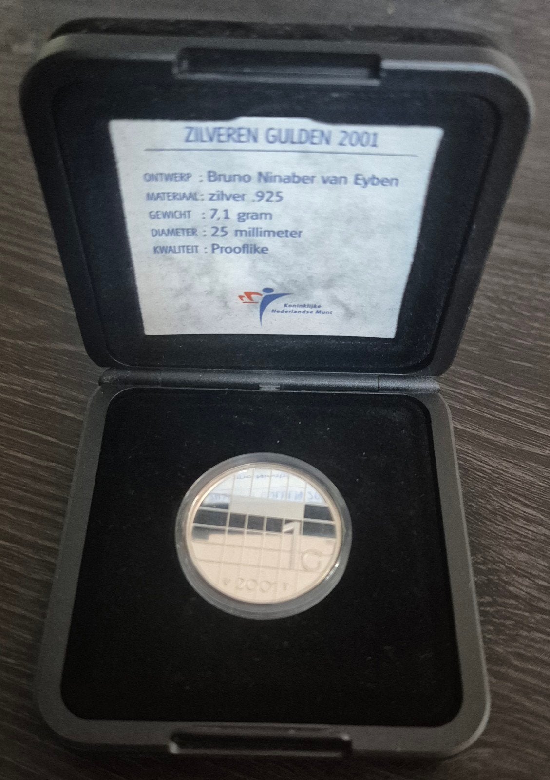 Zilveren Gulden 2001 - Koninklijke Nederlandse Munt, 1 gulden, Koningin Beatrix, Zilver, Ophalen of Verzenden