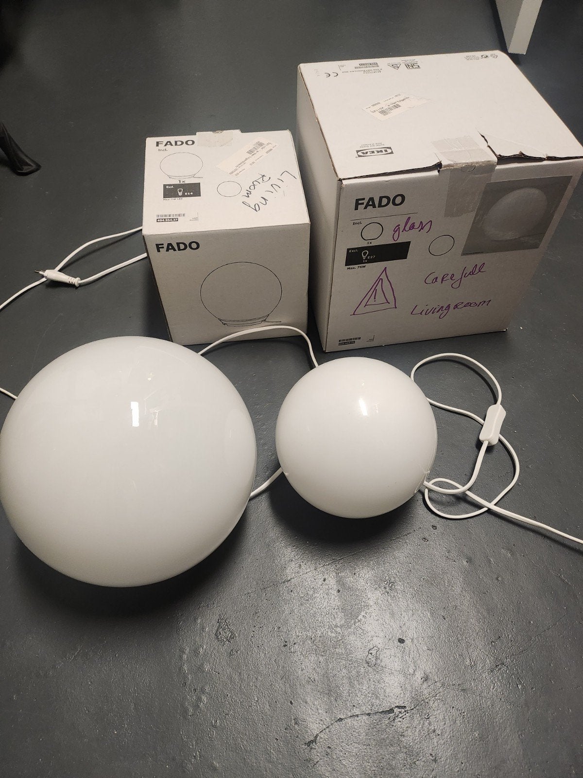 IKEA Fado lampen: groot en klein, ook los te koop, Wit, Gebruikt, Glas, Ophalen of Verzenden