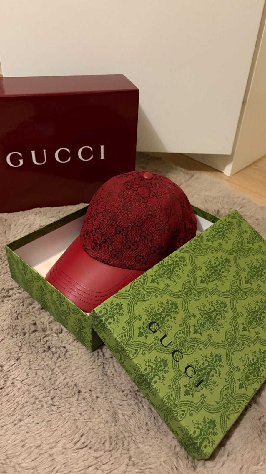 Rode Gucci Pet (AA+ KWALITEIT), Ophalen, Nieuw, Pet