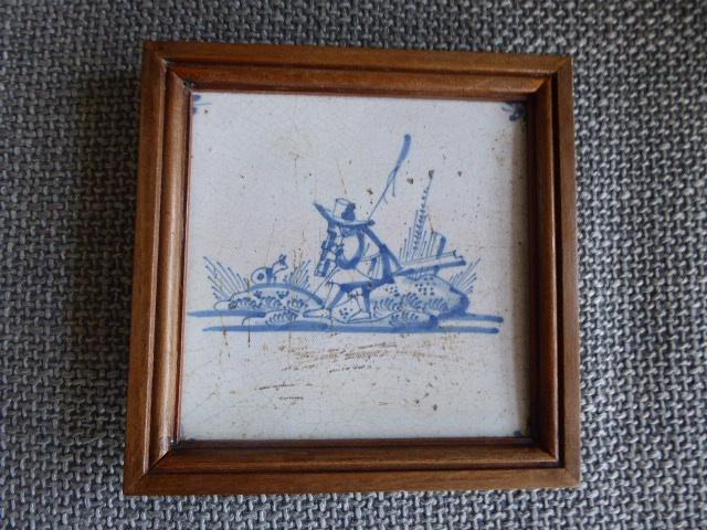 antieke Delftsblauwe tegel met fluitspelende herder, Antiek en Kunst, Ophalen of Verzenden