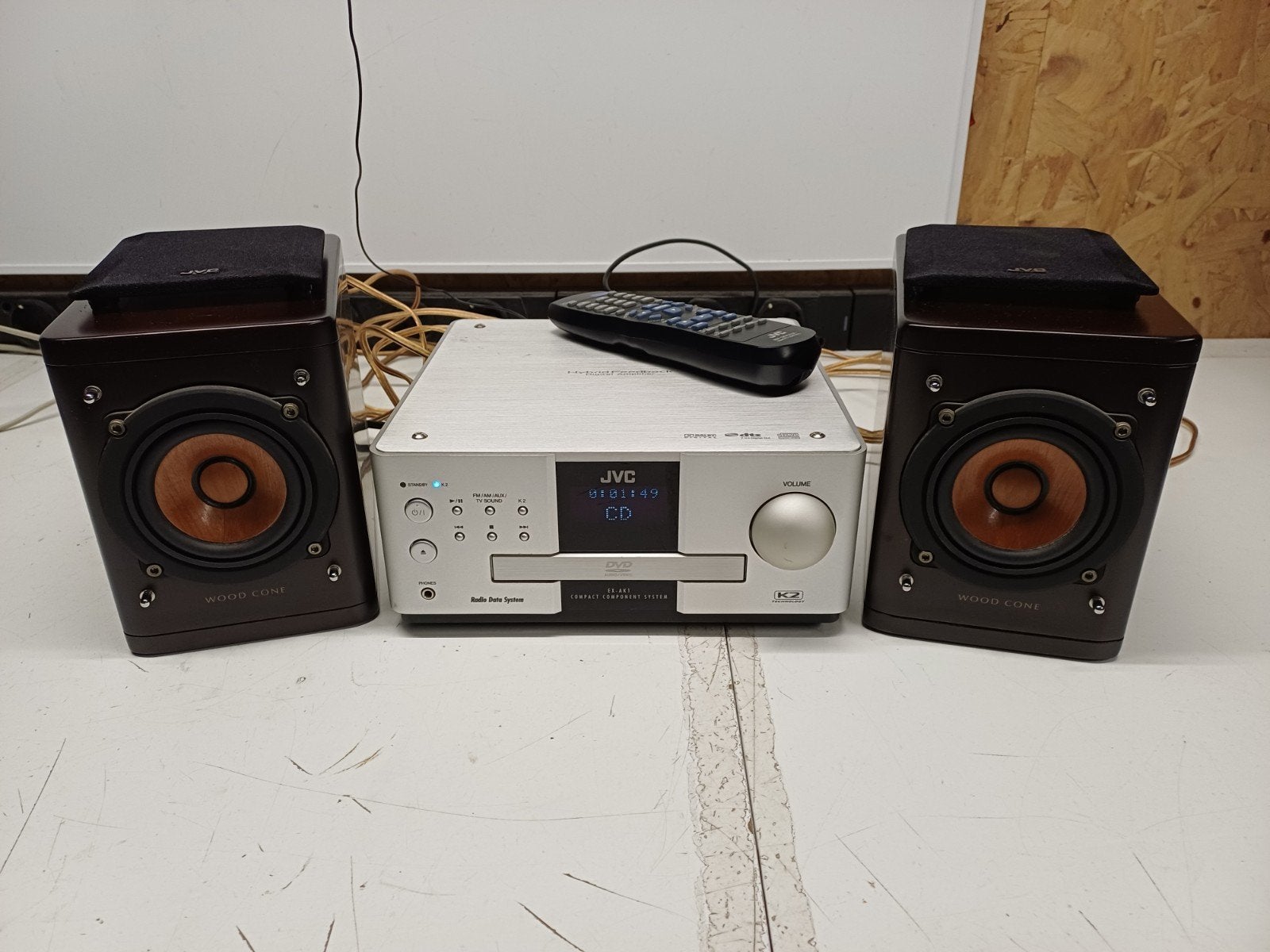 JVC EX-AK1 Microset Wood Cone Speakers en Afstandsbedieni, Gebruikt, JVC, Ophalen of Verzenden, Microset