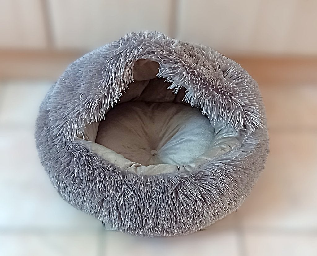 Zachte pluche katten- en hondenmand - holletje - Ø 50 cm, Ophalen of Verzenden, Gebruikt, Pluche
