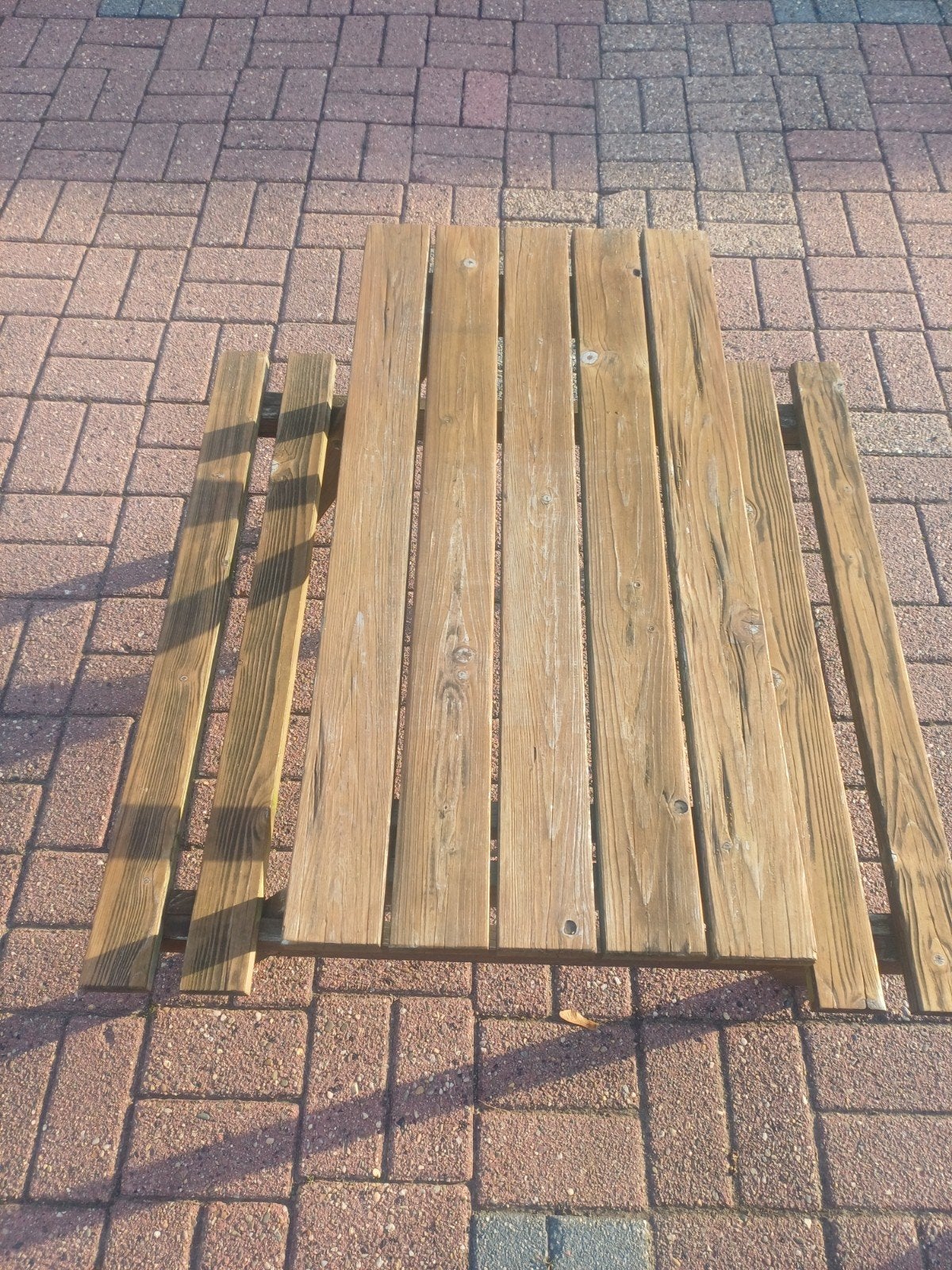 Picknick tafel., Tuin en Terras, Gebruikt, Rechthoekig, Hout, Ophalen