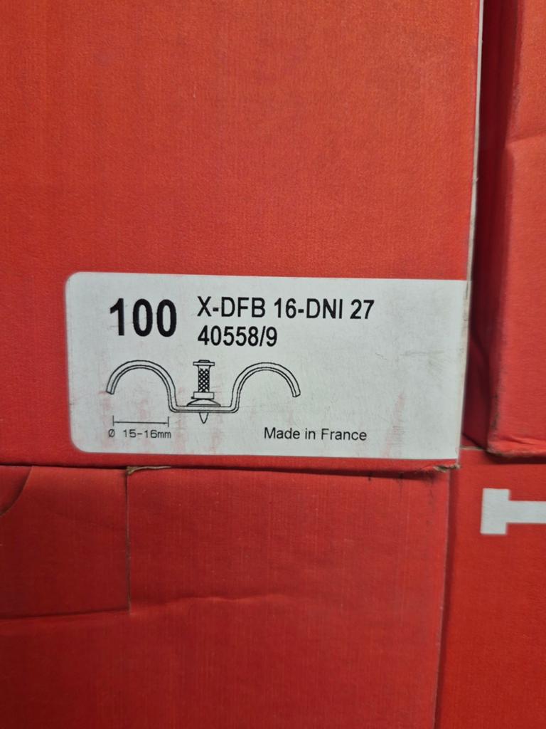 Hilti dubbele elektraclip met spijker X-DFB 16-DNI 27, Overige materialen, Minder dan 20 mm, Overige typen, Nieuw