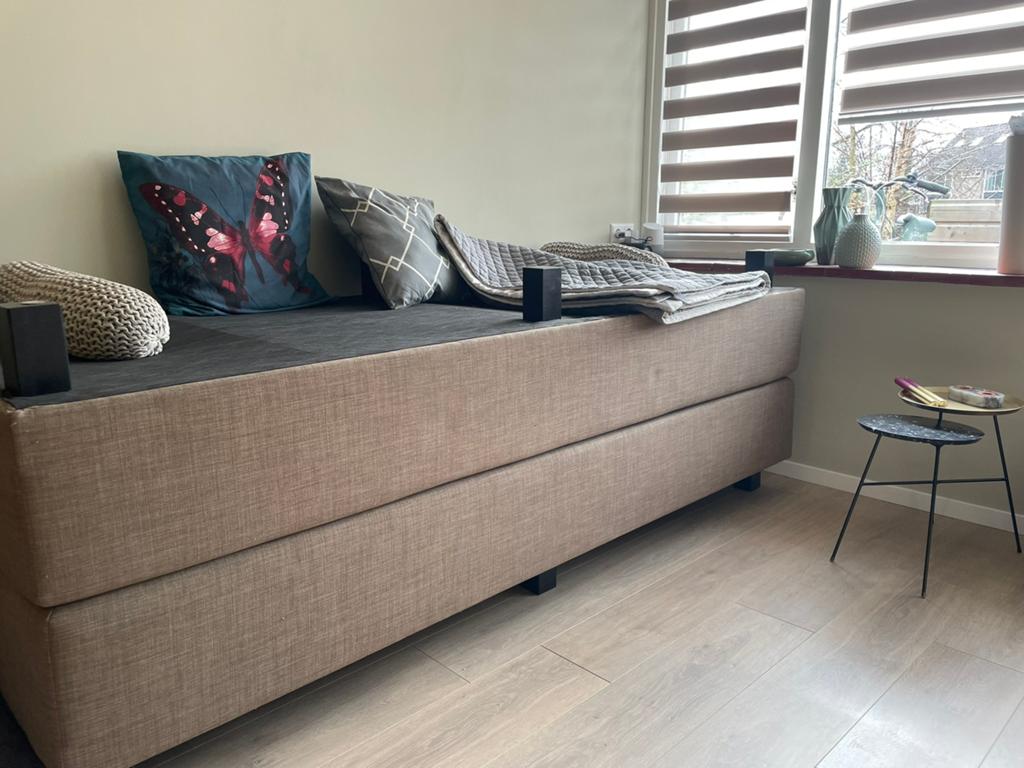 Boxspring 2 90x220, Huis en Inrichting, Slaapkamer | Boxsprings, Ophalen, Bruin, Tweepersoons, 140 cm
