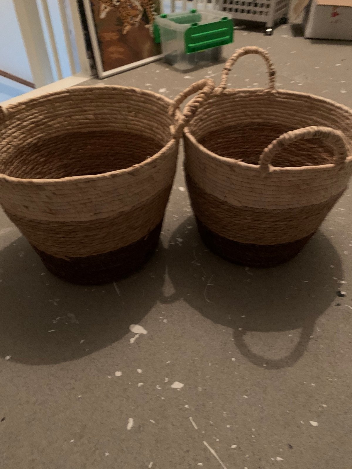 2 grote rieten mand, Huis en Inrichting, Ophalen, Met handvatten, Gebruikt, Riet