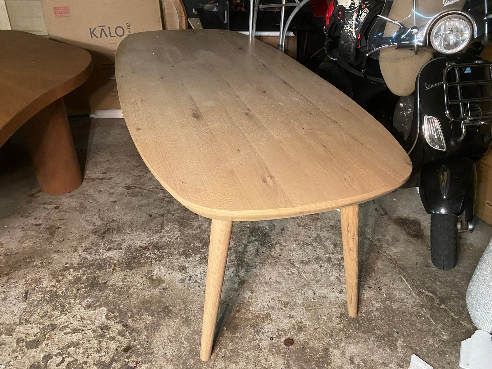 Licht eiken Deens ovale tafel 220x100 cm, Ophalen, Gebruikt, Eikenhout, 200 cm of meer