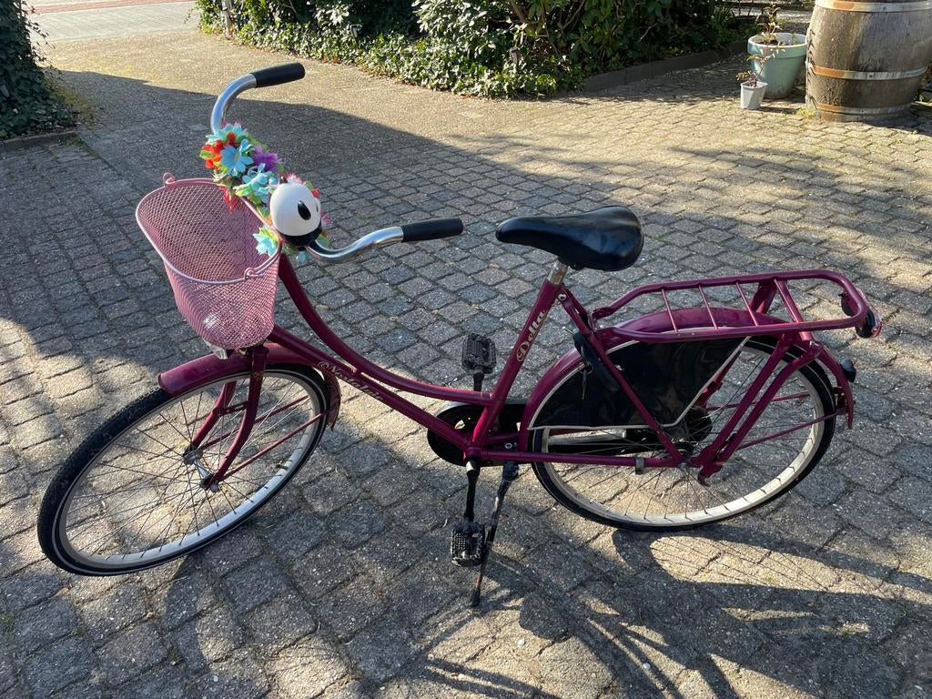 Nostalgische fiets met mandje en bloemen - TEAB, Ophalen of Verzenden, Gebruikt