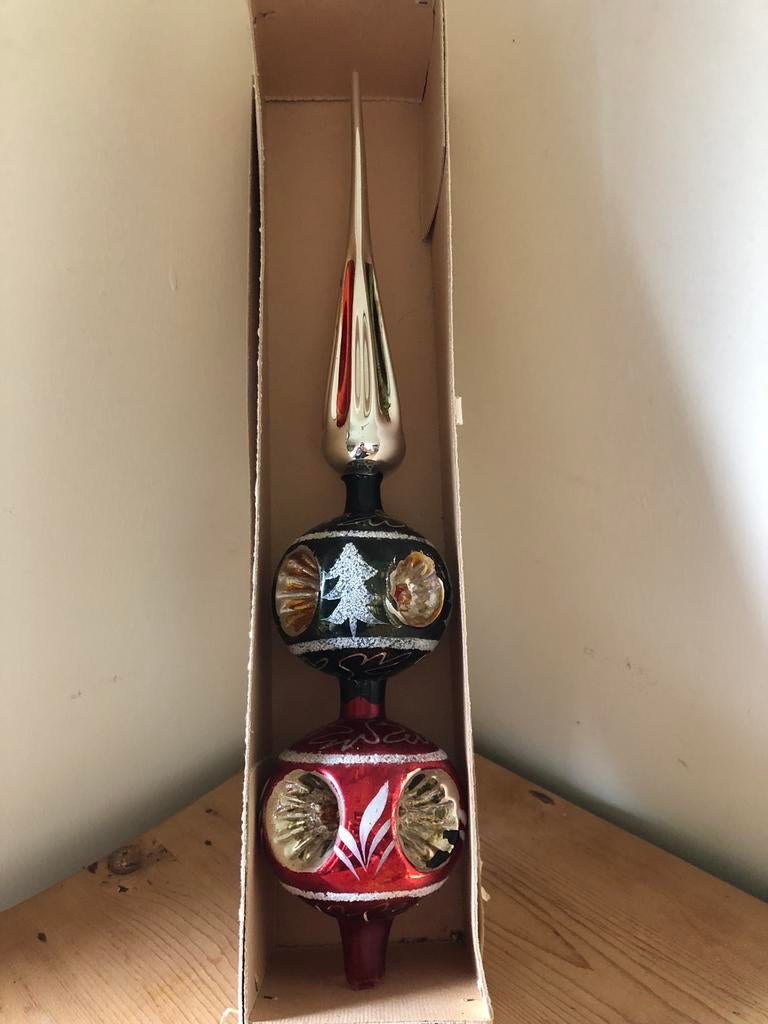 Xl glazen kerstboom piek met deuken, Ophalen of Verzenden, Zo goed als nieuw