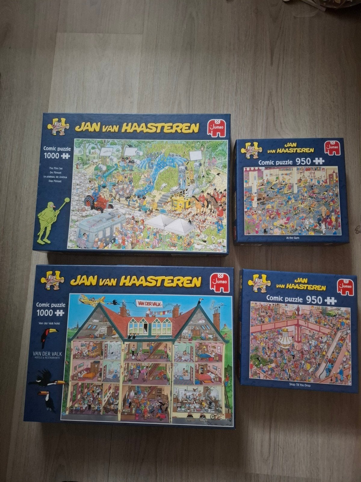 4 Jan van Haasteren puzzels - Compleet, Ophalen, 500 t/m 1500 stukjes, Gebruikt, Legpuzzel