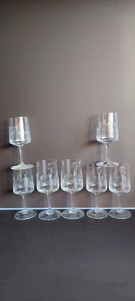 7 Vintage glazen glas Zwiesel Kristal lijngeslepen, Eu, Eu, Ophalen of Verzenden, Zo goed als nieuw