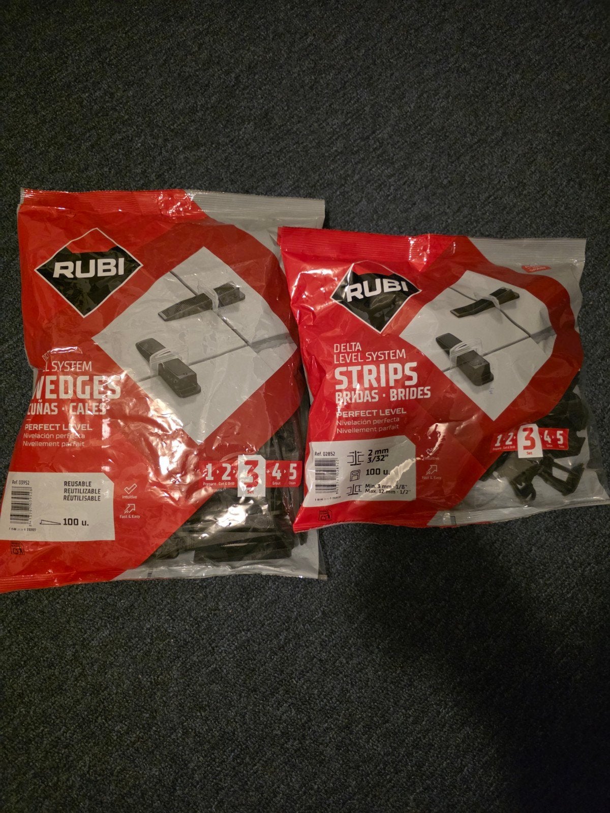 Rubi Delta Level System: Wedges en Strips (2mm), Overige materialen, Nieuw, Minder dan 20 cm, Minder dan 5 m²