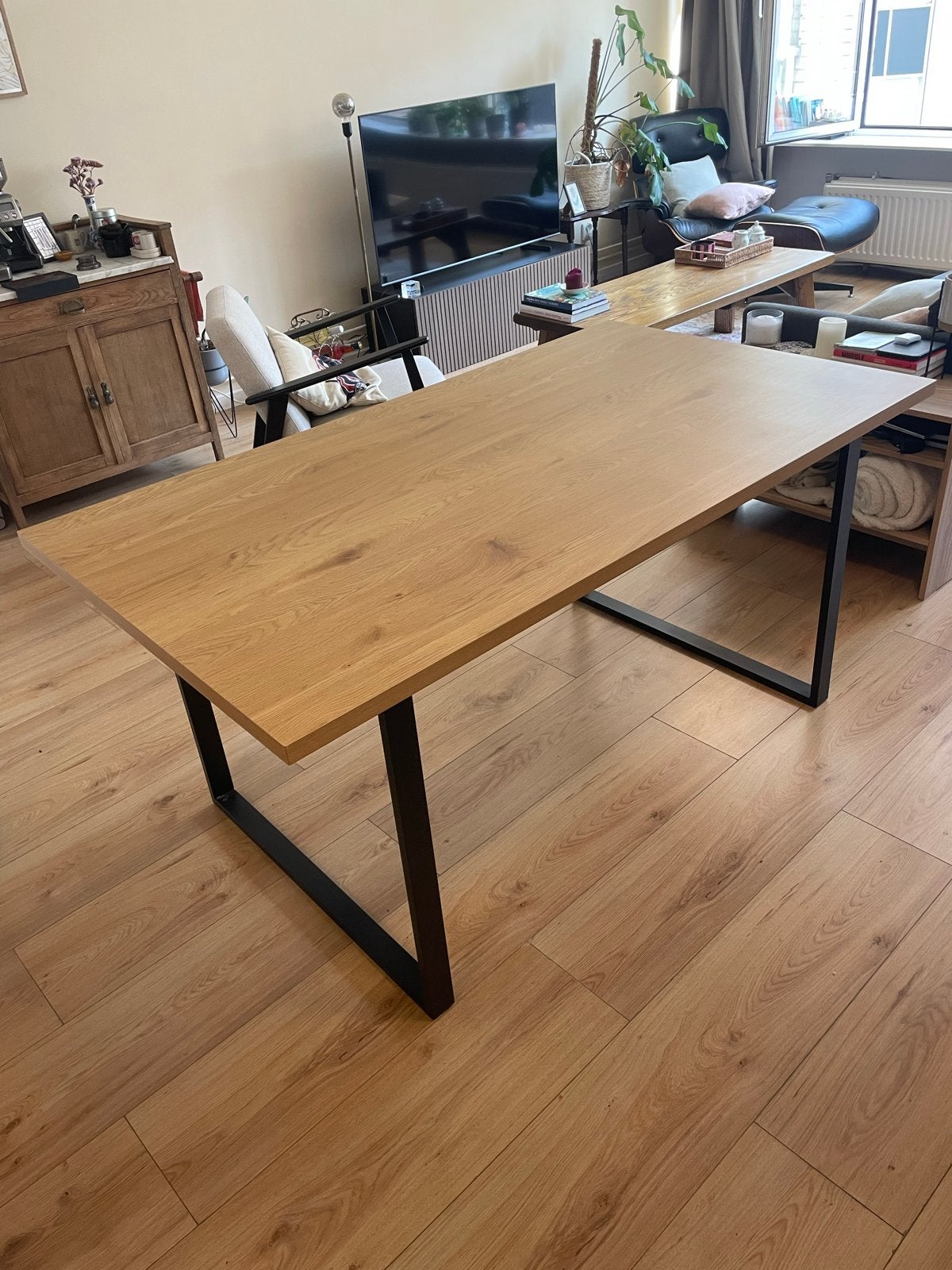 Jysk eettafel 160x90cm - Modern en stevig, Huis en Inrichting, Ophalen, Gebruikt, Eikenhout, 50 tot 100 cm