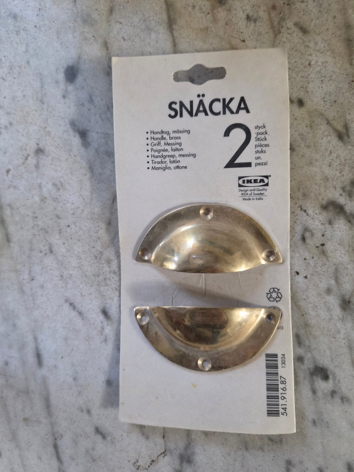 IKEA SNÄCKA Messing Handgrepen (2 stuks), Ophalen of Verzenden, Nieuw