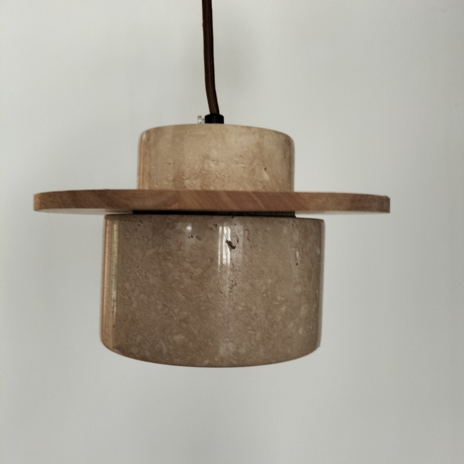 Moderne hanglamp met hout en steen, Ophalen of Verzenden, Nieuw