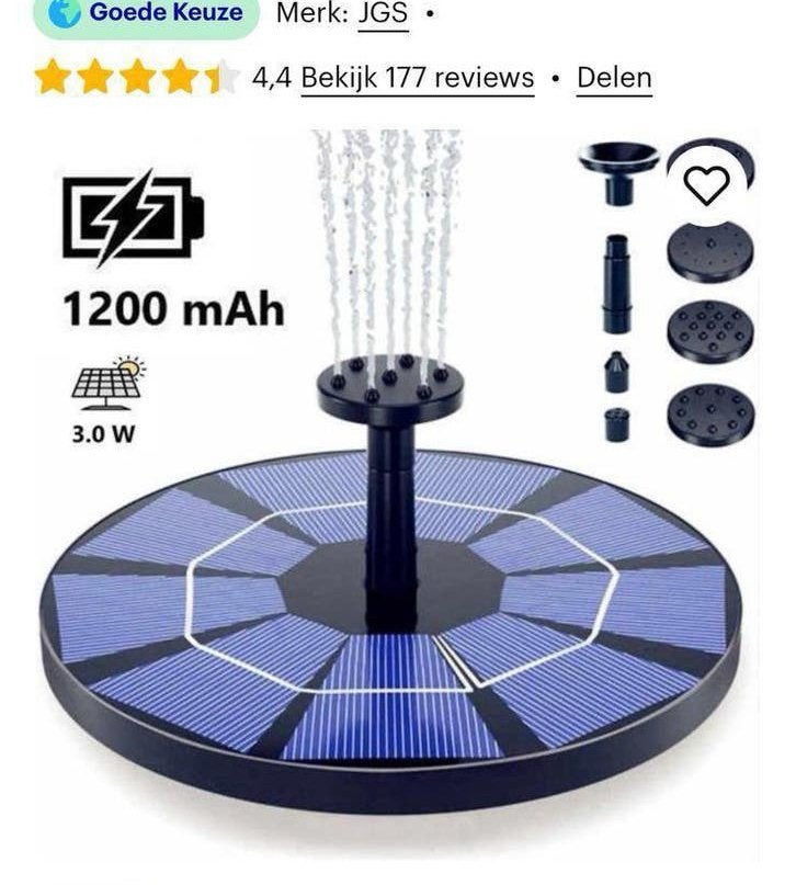 JGS Solar Fontein op Zonne Energie met Accu Backup Nieuw, Ophalen, Nieuw, Fontein