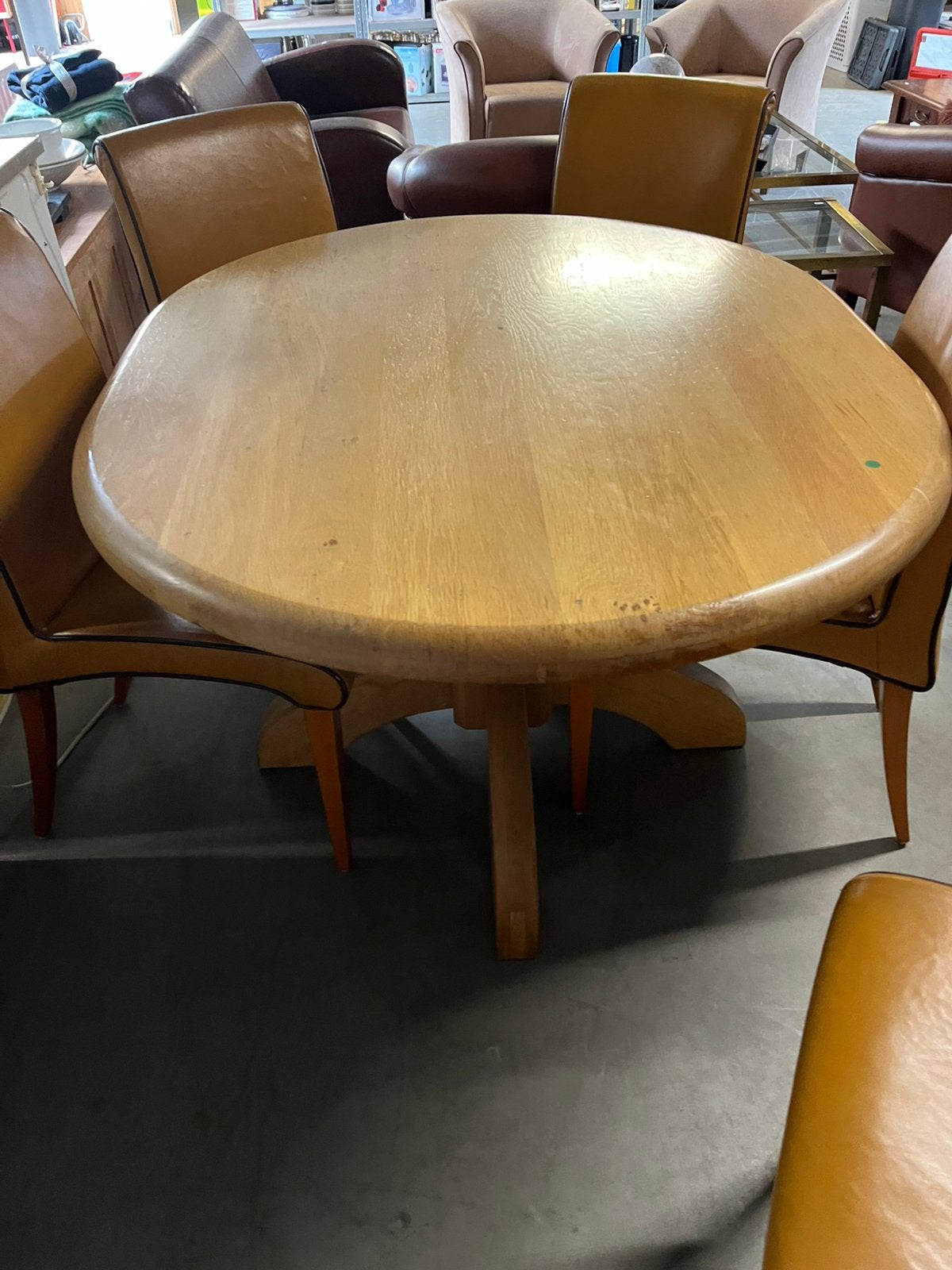 Ovale lichteiken eetkamertafel , 130/100 op poot, Ophalen, Gebruikt, Eikenhout, Vijf personen of meer