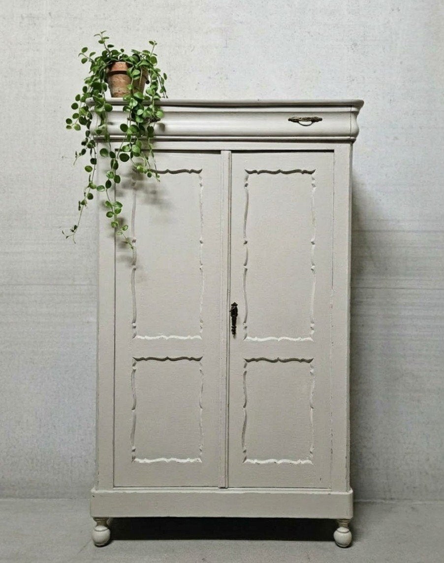 Antieke brocante grijze Biedermeier meidenkast vintage kast, Ophalen of Verzenden