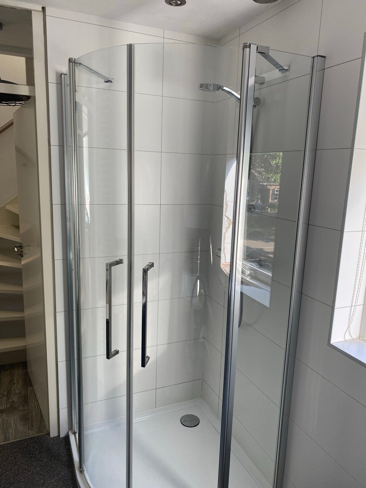 Kwartronde douchecabine 90x90 cm, Huis en Inrichting, Ophalen of Verzenden, Gebruikt, Met douche