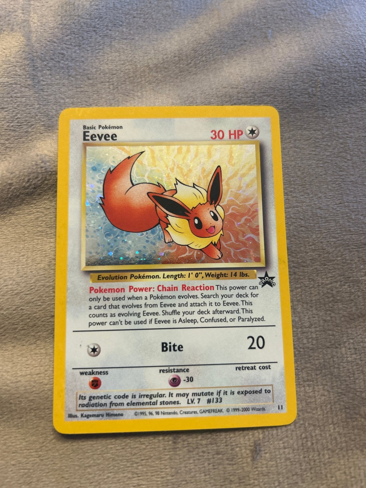 Eevee 30 HP Pokémon kaart (1995, 96, 98 Wizards), Ophalen of Verzenden, Gebruikt, Losse kaart