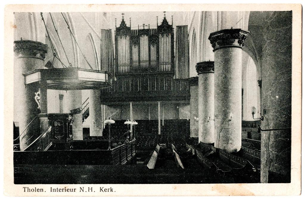 Tholen (z) interieur n.h.kerk, ongelopen, richtprijs 3,50, Verzenden, 1920 tot 1940, Ongelopen, Zeeland