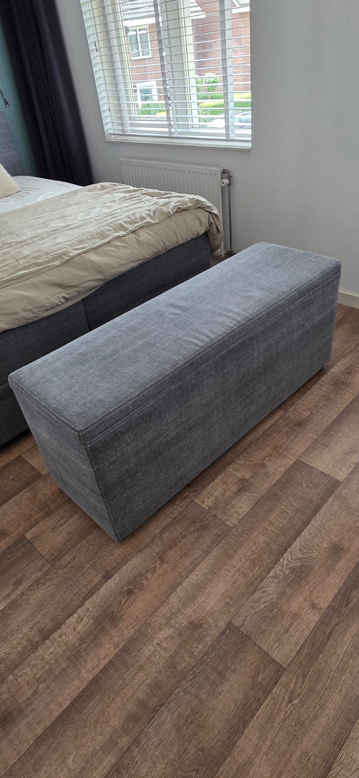Grijze opbergbank/hocker 140x45x60 cm, Huis en Inrichting, Ophalen, Zo goed als nieuw