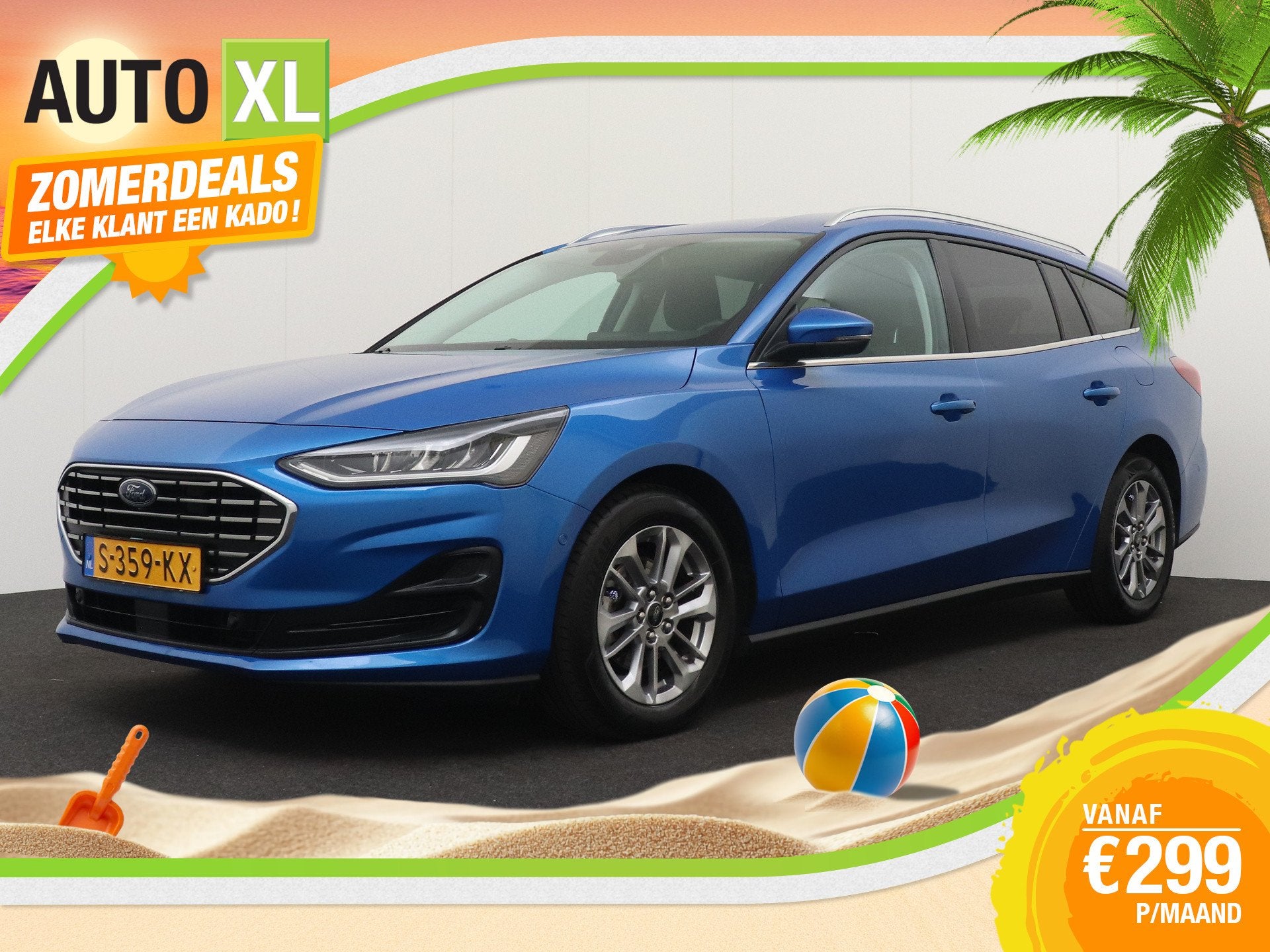 Ford FOCUS Wagon 1.0 124 PK Hybrid Titanium Style Head-Up Di, Auto's, Ford, Blauw, Origineel Nederlands, Handgeschakeld, 19 km/l