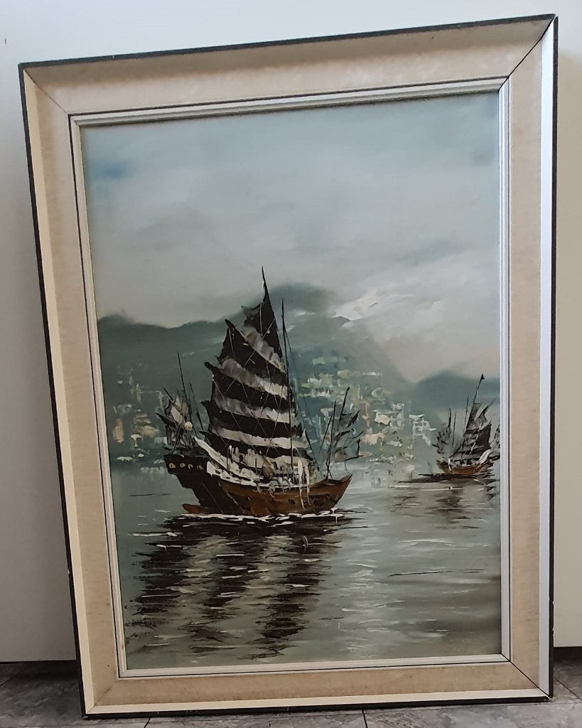 6 schilderijen uit Java, Indonesië, Ophalen of Verzenden, Gedateerd